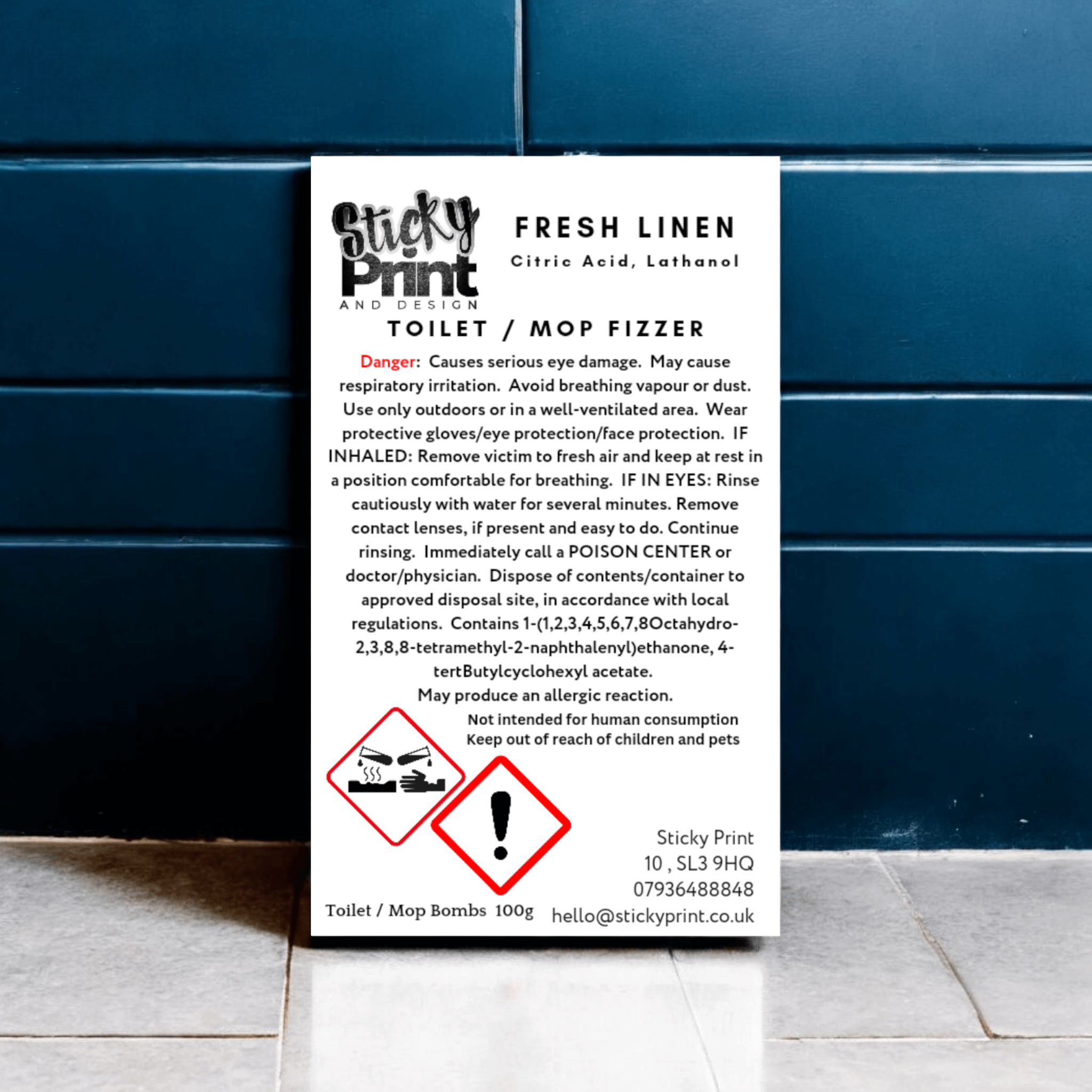 CLP - Toilet / Mop fizzers Bombs label (Citric Acid)