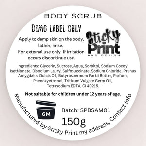 Body Scrub - Assessment cosmetic labelling - Sticky Print
