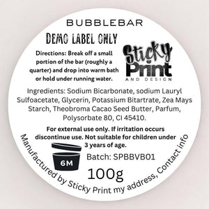 Bubble bar - Assessment cosmetic labelling - Sticky Print