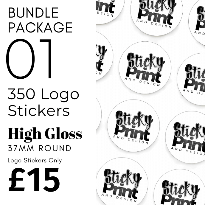 Bundle Deal 01 - 37mm Round x 350 Logo stickers for £15 - Sticky Print