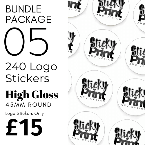 Bundle Deal 05 - 45mm Round x 240 Logo stickers for £15 - Sticky Print