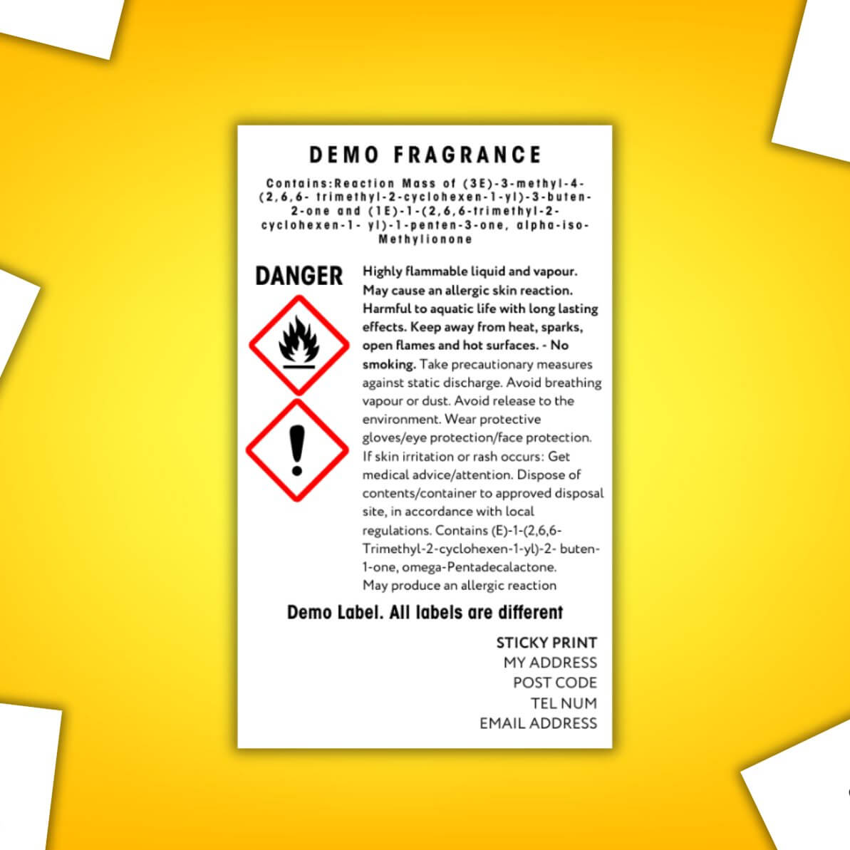 CLP stickers - Various - Non hazardous bases only - Sticky Print