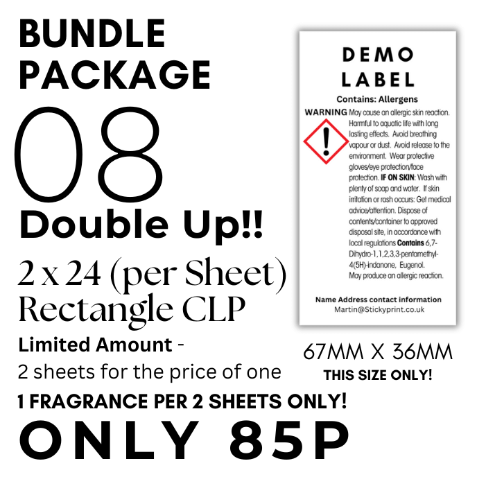DOUBLE UP SPECIAL OFFER: 2 full sheets of Rectangle CLP Labels for the price of 1 - Sticky Print
