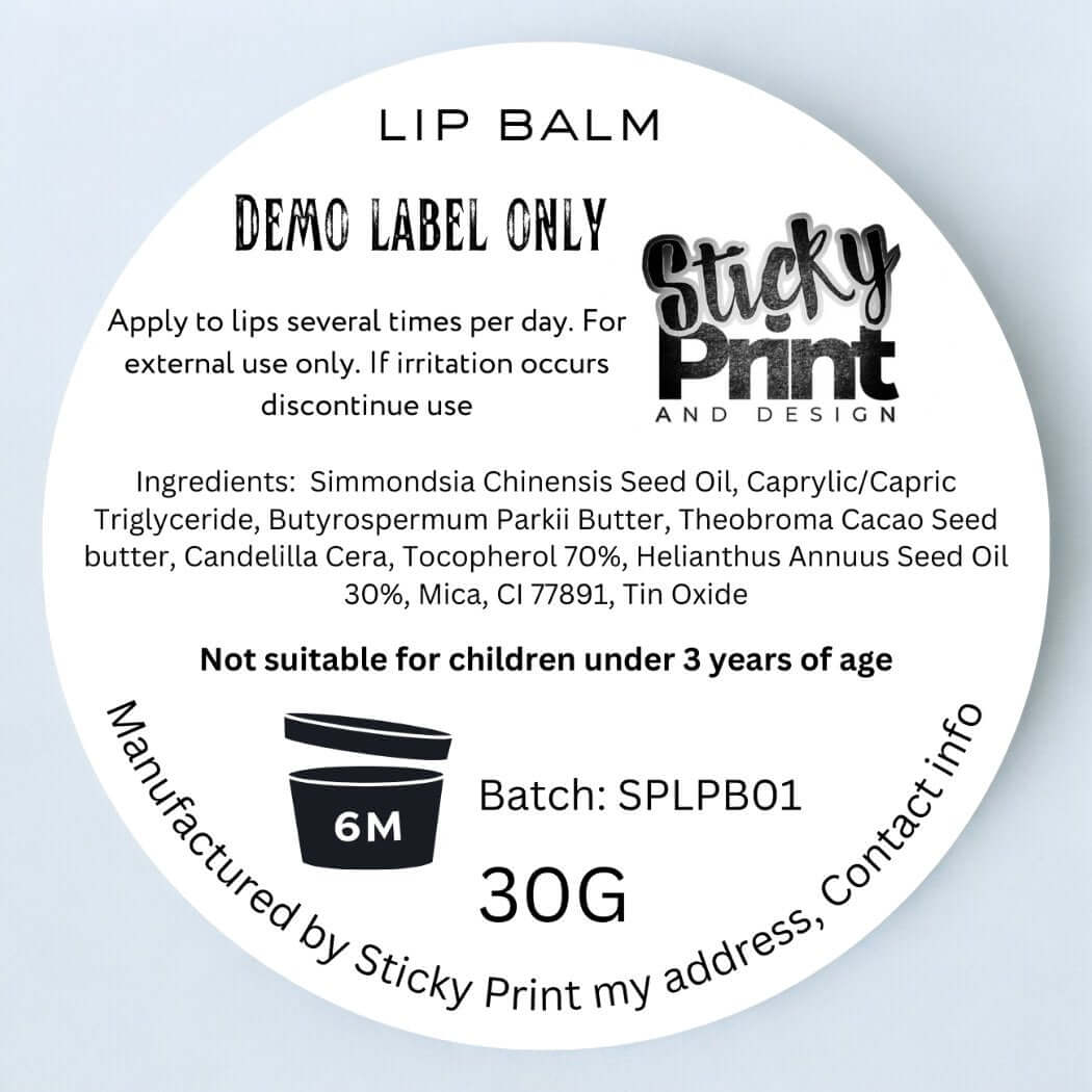 Lip Balm - Assessment cosmetic labelling - Sticky Print