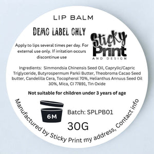 Lip Balm - Assessment cosmetic labelling - Sticky Print