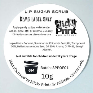 Lip Sugar Scrub - Assessment cosmetic labelling - Sticky Print