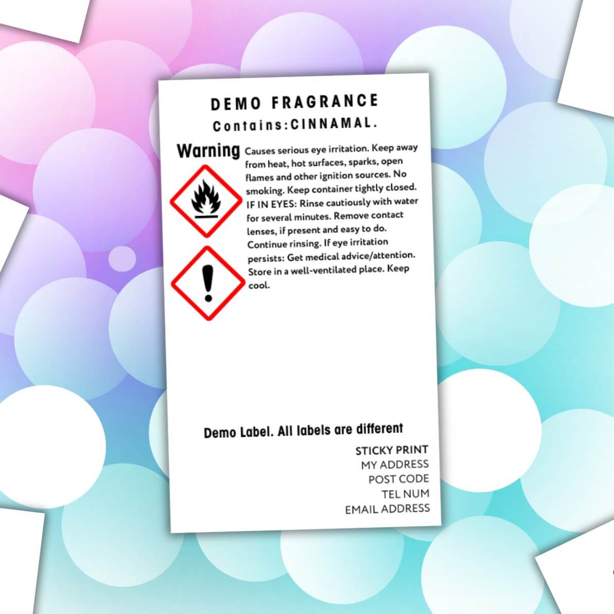 Pure Scented pet perfume and room spray CLP Labels - Sticky Print