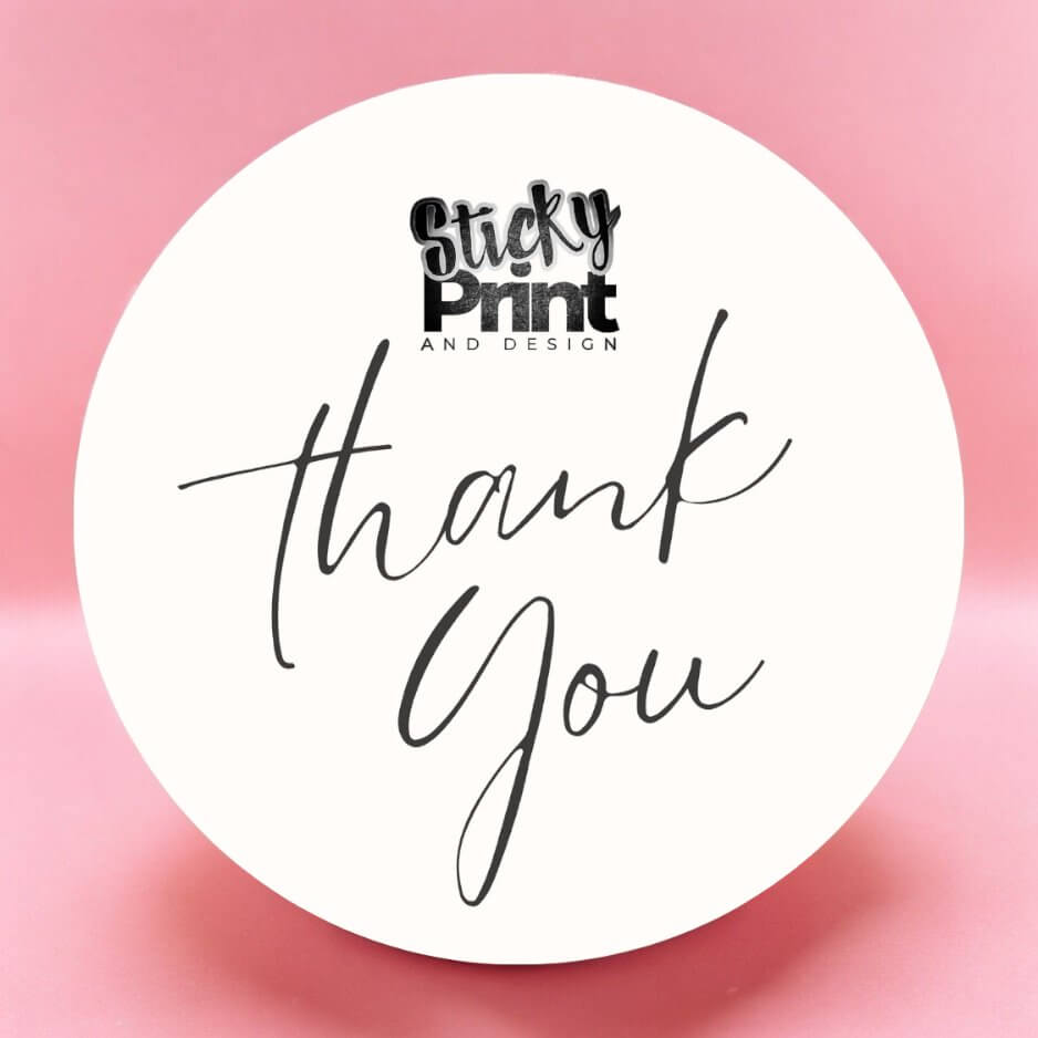 Round thank you stickers - Matt Paper Stickers, Custom Logo thank you stickers various - Sticky Print
