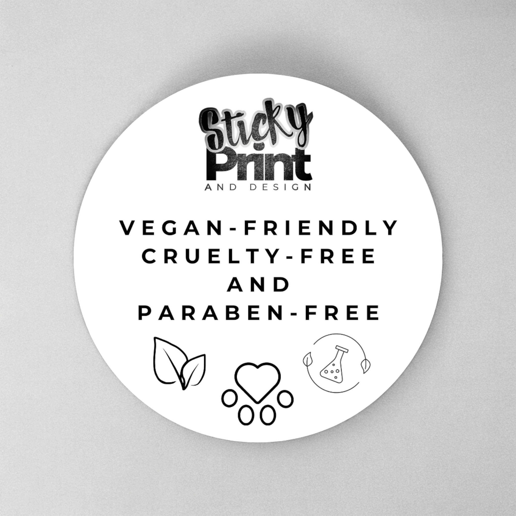 Vegan Friendly, Cruelty Free and Paraben Free Stickers small 30mm x 48 custom logo - Sticky Print