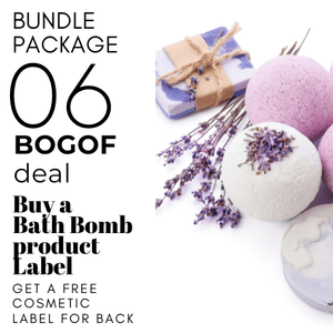 Bundle Deal 06 - BOGOF Buy Bath Bomb Product Label get a free cosmetic Label - Sticky Print