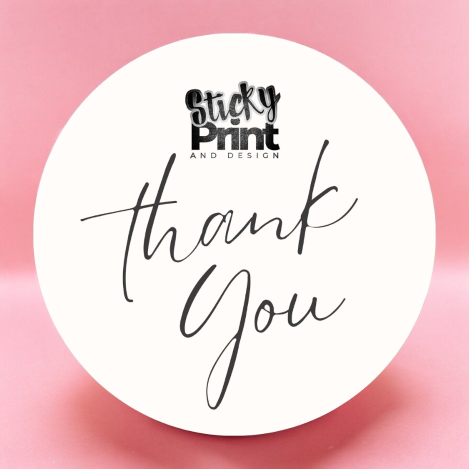 Round thank you stickers - Matt Paper Stickers, Custom Logo thank you stickers various - Sticky Print